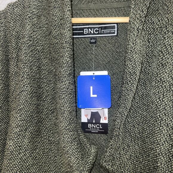 BNCI Blanc Noir Womens Open Front Waterfall Asymmetric Cardigan Green Sweater Lg - Picture 13 of 16